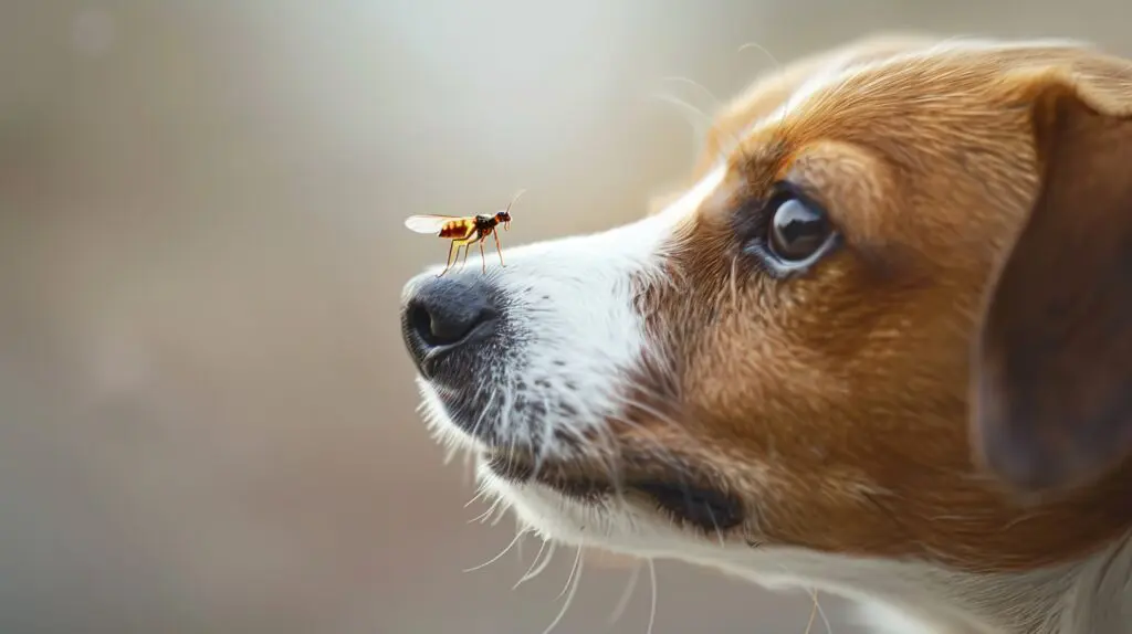 insecto cerca a perro