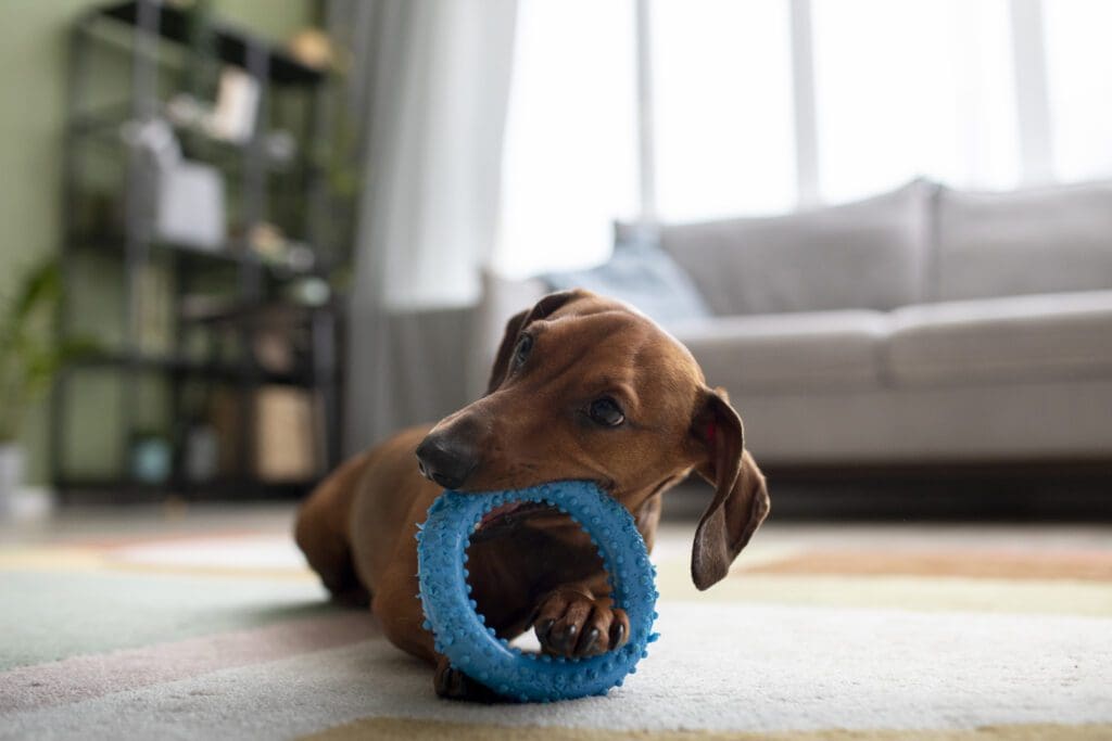 perro jugando con juguete interactivo