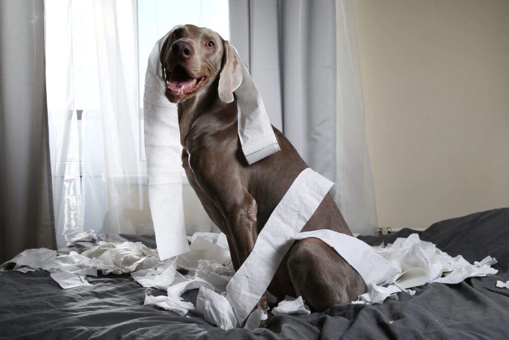 perro con ansiedad destruyendo cosas