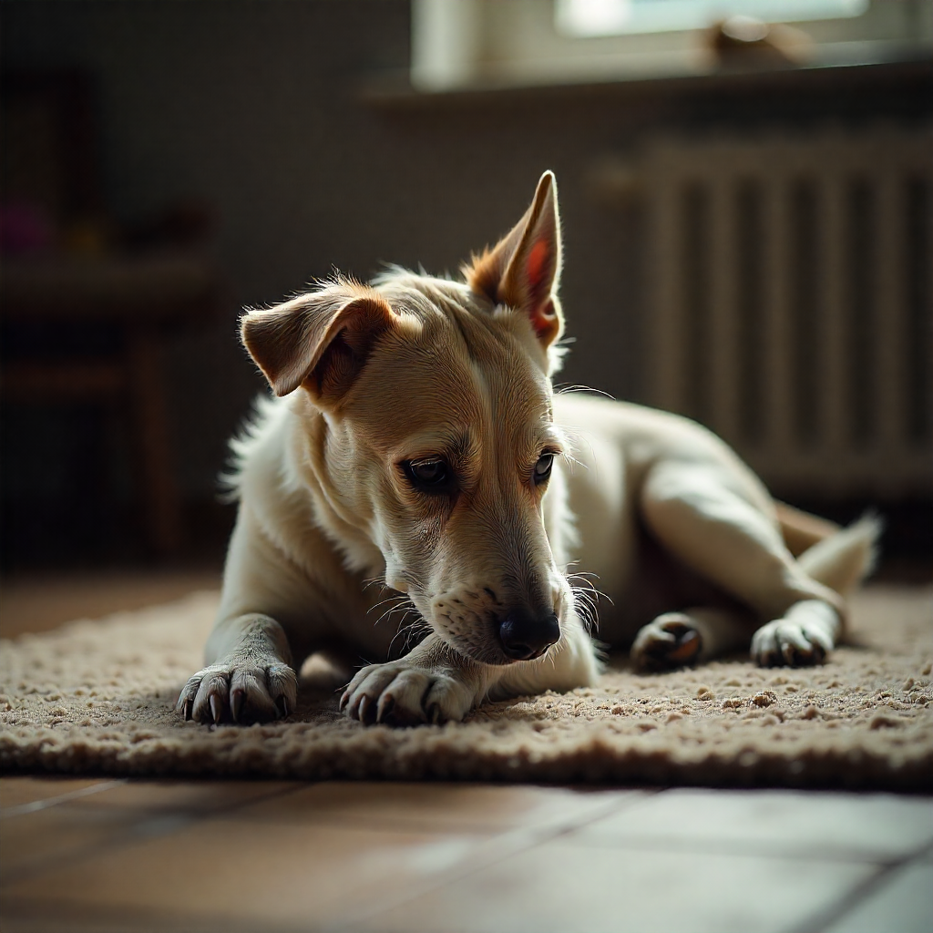 perro lamiendo sus patas