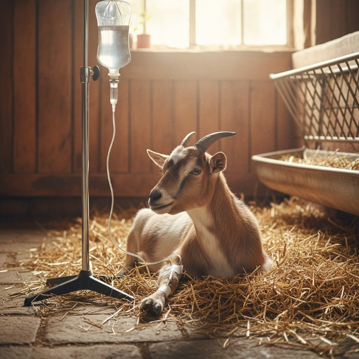 Cabra con fluidoterapia